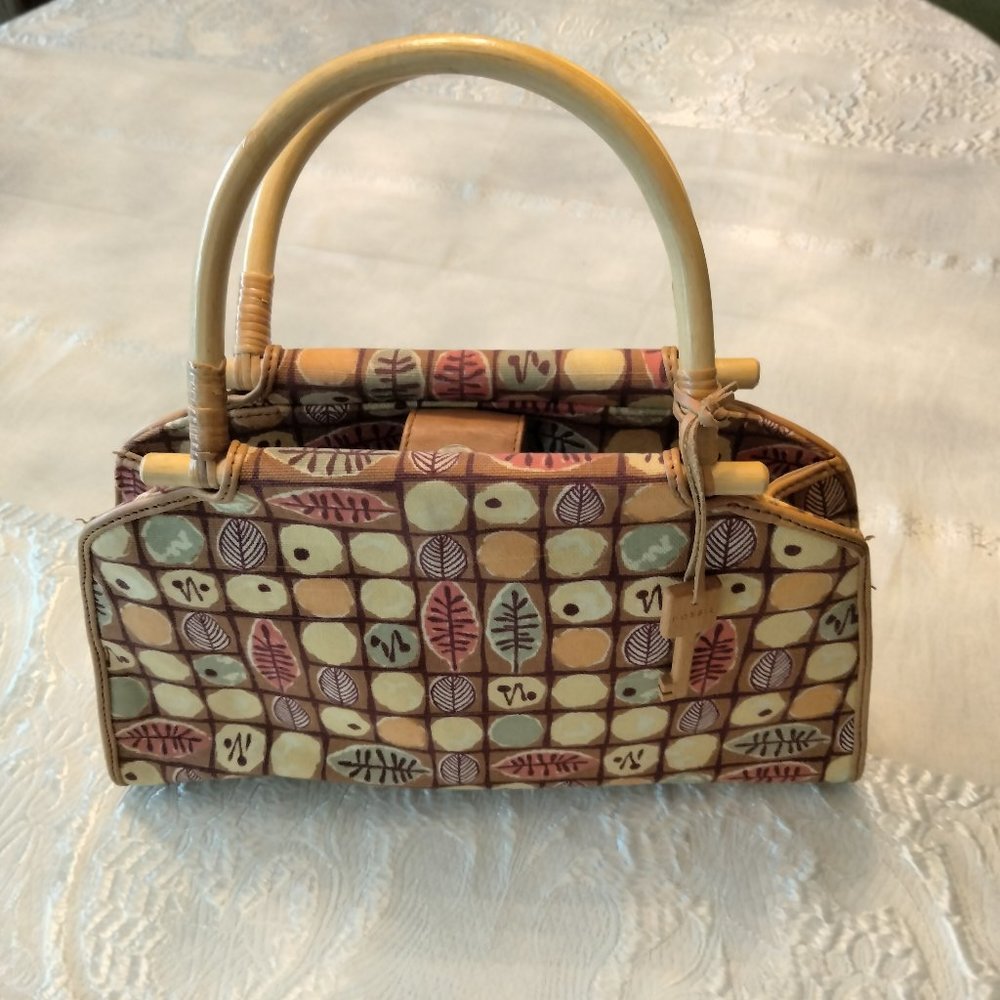 Colorful Fossil leaf print handbag